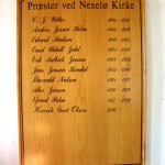 Nekselø Kirkes præstetavle.